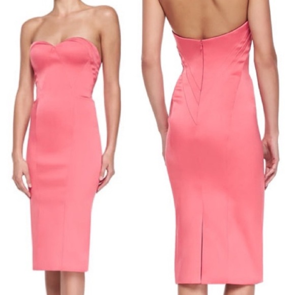 Zac Posen Dresses & Skirts - Zac Posen Coral Pink Strapless Sweetheart Fitted Bodycon Cocktail Dress Size 6/8